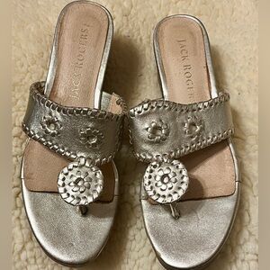 Jack Rogers Metallic Sandals with Floral Accents